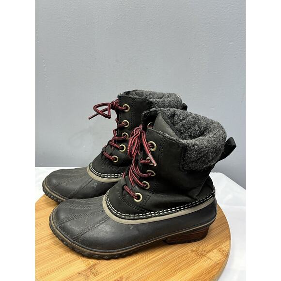 Sorel Woman's Slimpack Lace II Boot Womens size 7 Black NL2348-010 Snow Winter - Picture 2 of 9